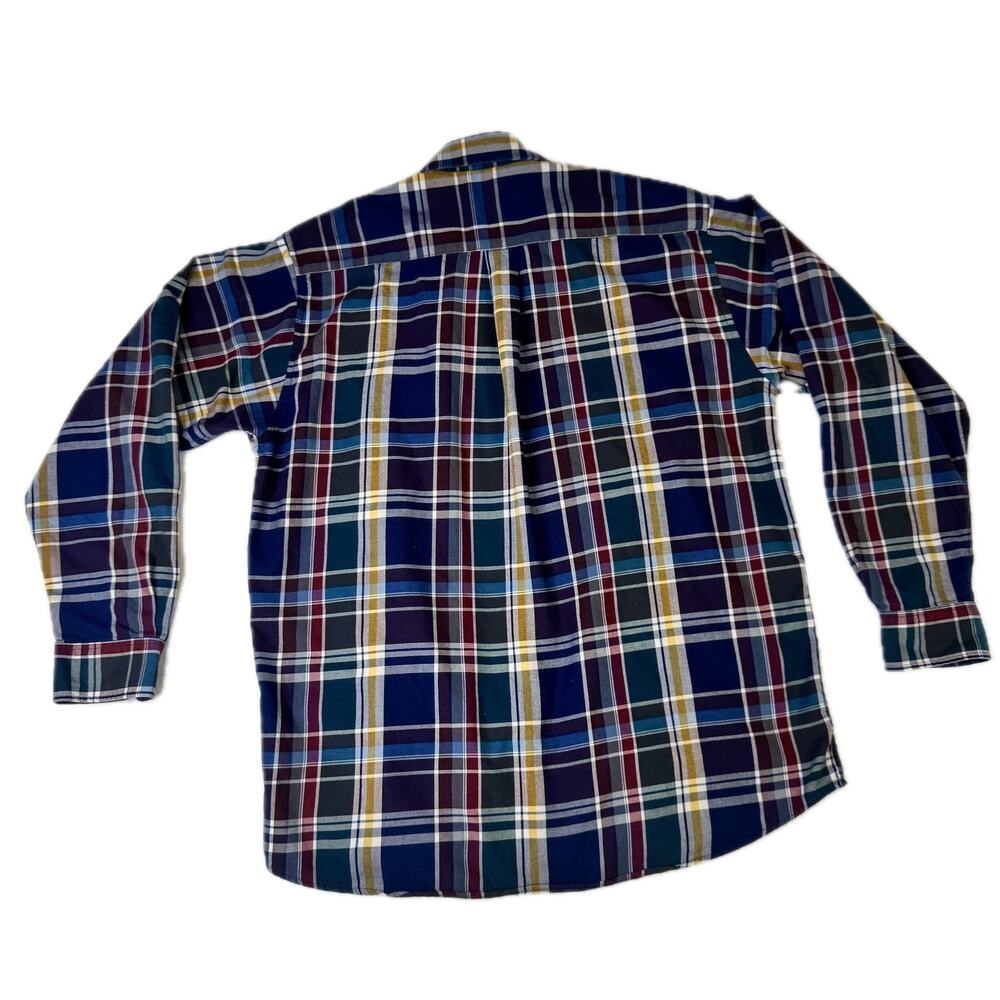 Viyella Plaid Button Down Shirt Blue Burgundy Men’s XL Cotton Wool Casual Preppy - Picture 2 of 14